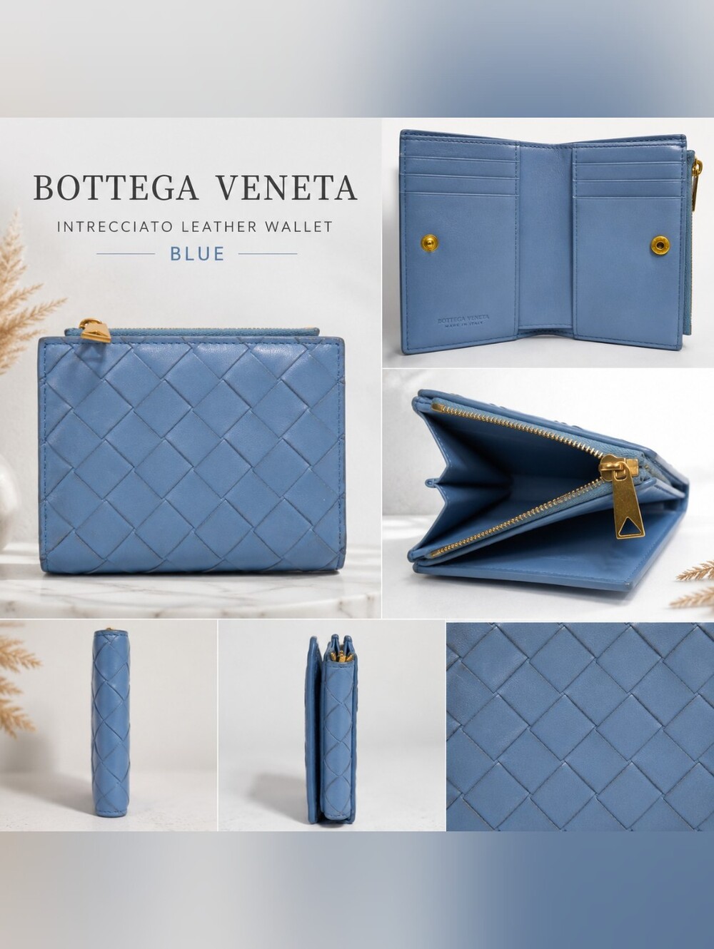 Bottega Veneta Intrecciato Leather Wallet – Blue